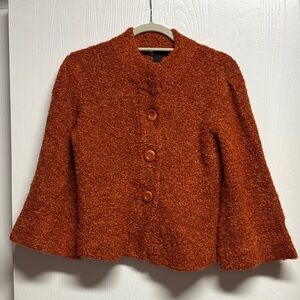 Carole Little Burnt Orange Teddy Cardigan